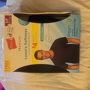 4 Hanes Men's Cotton blend T-shirts, Black, Tagless, Luxury Softness, Small